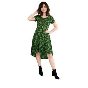 Lularoe Carly Geometric Print Green & Black Short Sleeve Dress Small